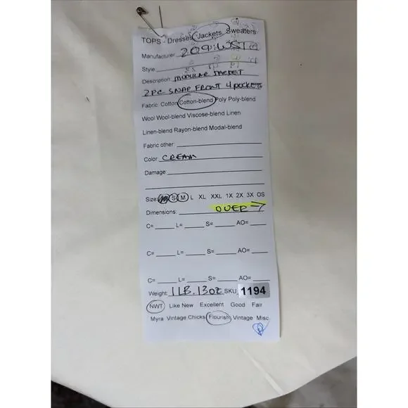 NWT 209 WST Beige Snap Up Twill Dress OR Jacket OR Skirt #1194 Size MD READ!!! - Picture 8 of 8